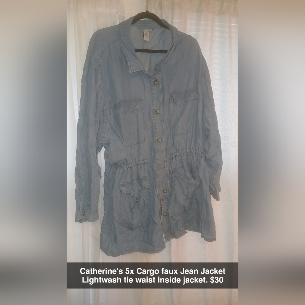 Catherines Light Blue Denim Jacket with Tie Waist